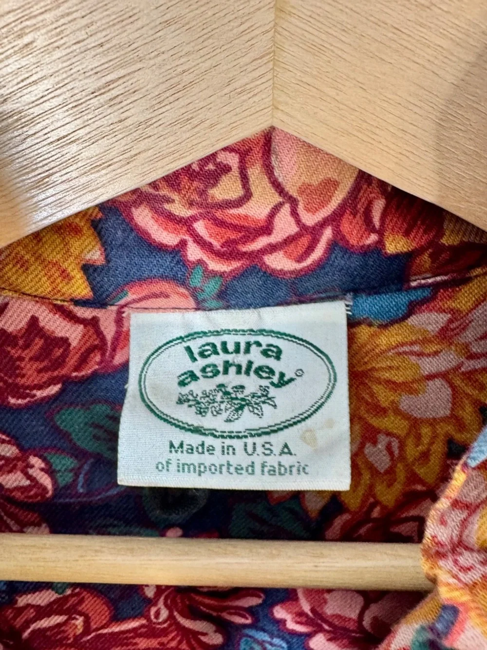 Vintage 80s Laura Ashley Navy Floral Maxi Dress Made in USA Sz L (12-14) - Picture 2 of 12